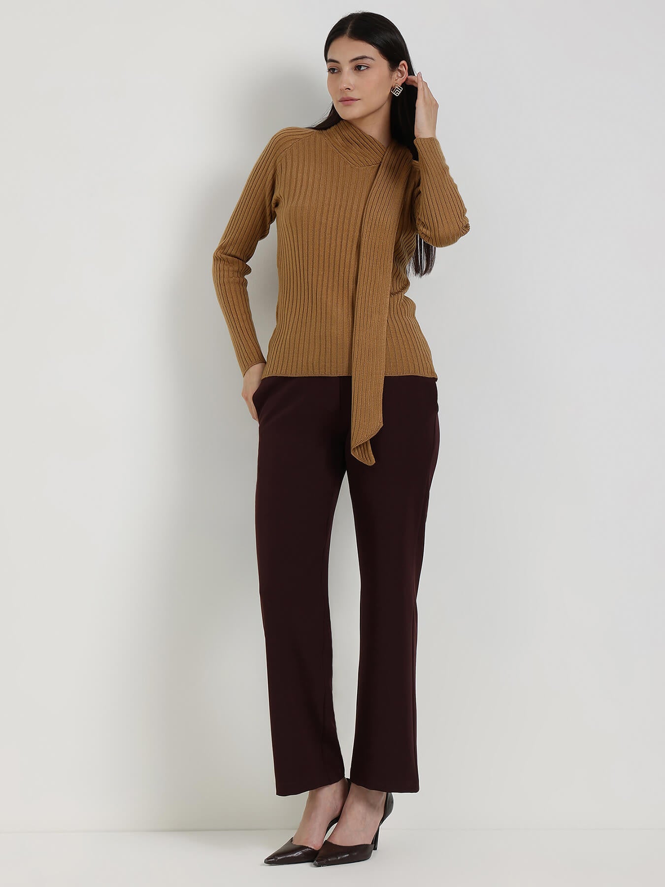 LivSoft High Neck Sweater - Light Brown
