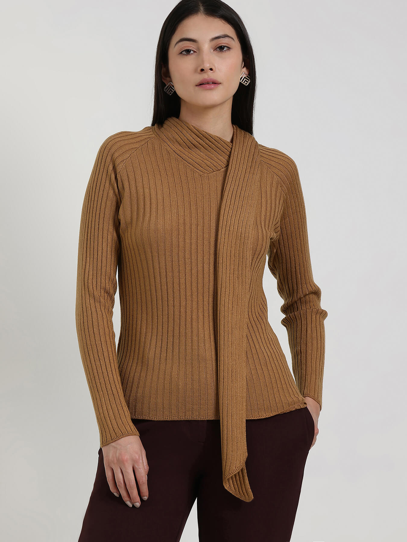 LivSoft High Neck Sweater - Light Brown