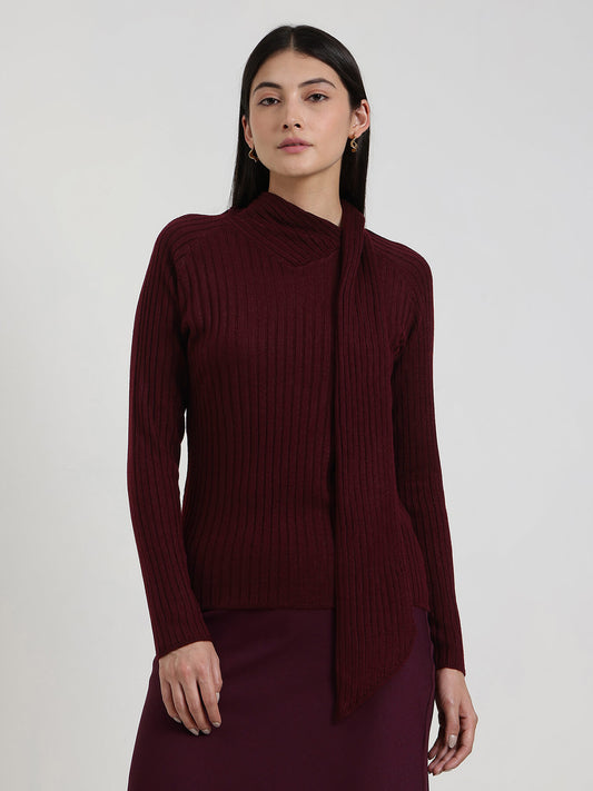 LivSoft High Neck Sweater - Maroon