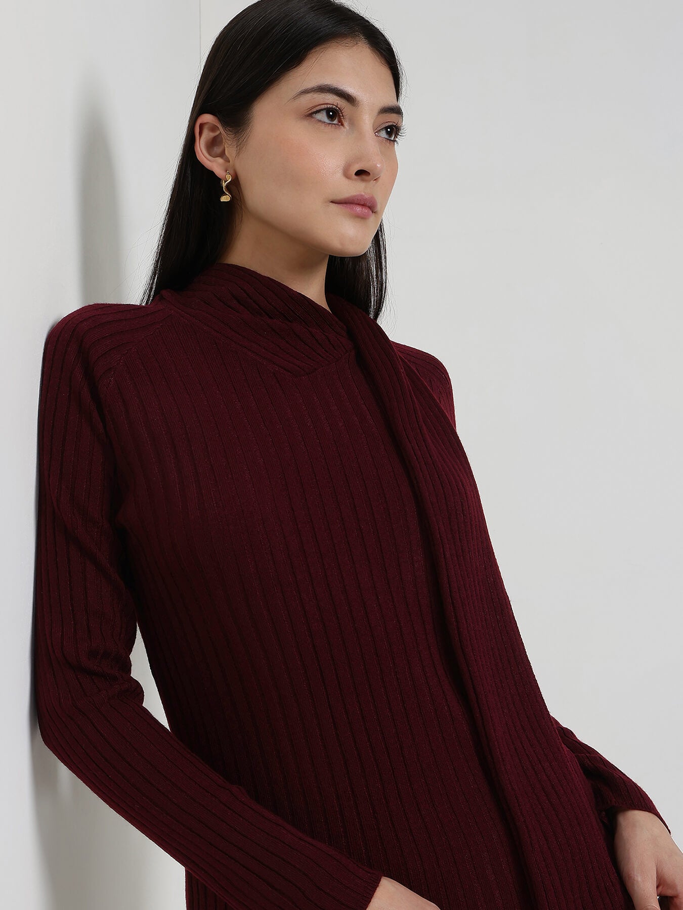 LivSoft High Neck Sweater - Maroon
