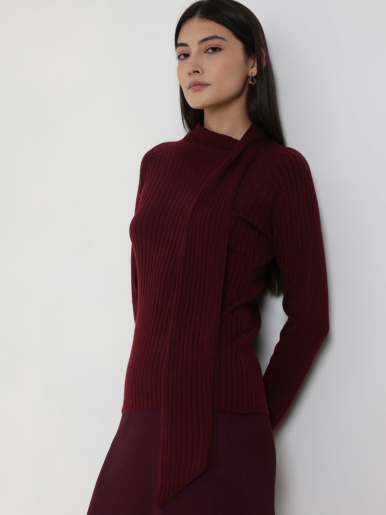 LivSoft High Neck Sweater - Maroon