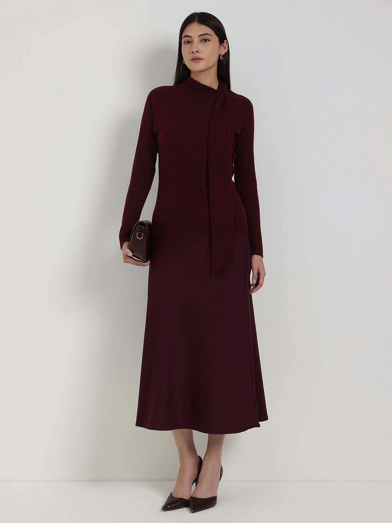 LivSoft High Neck Sweater - Maroon