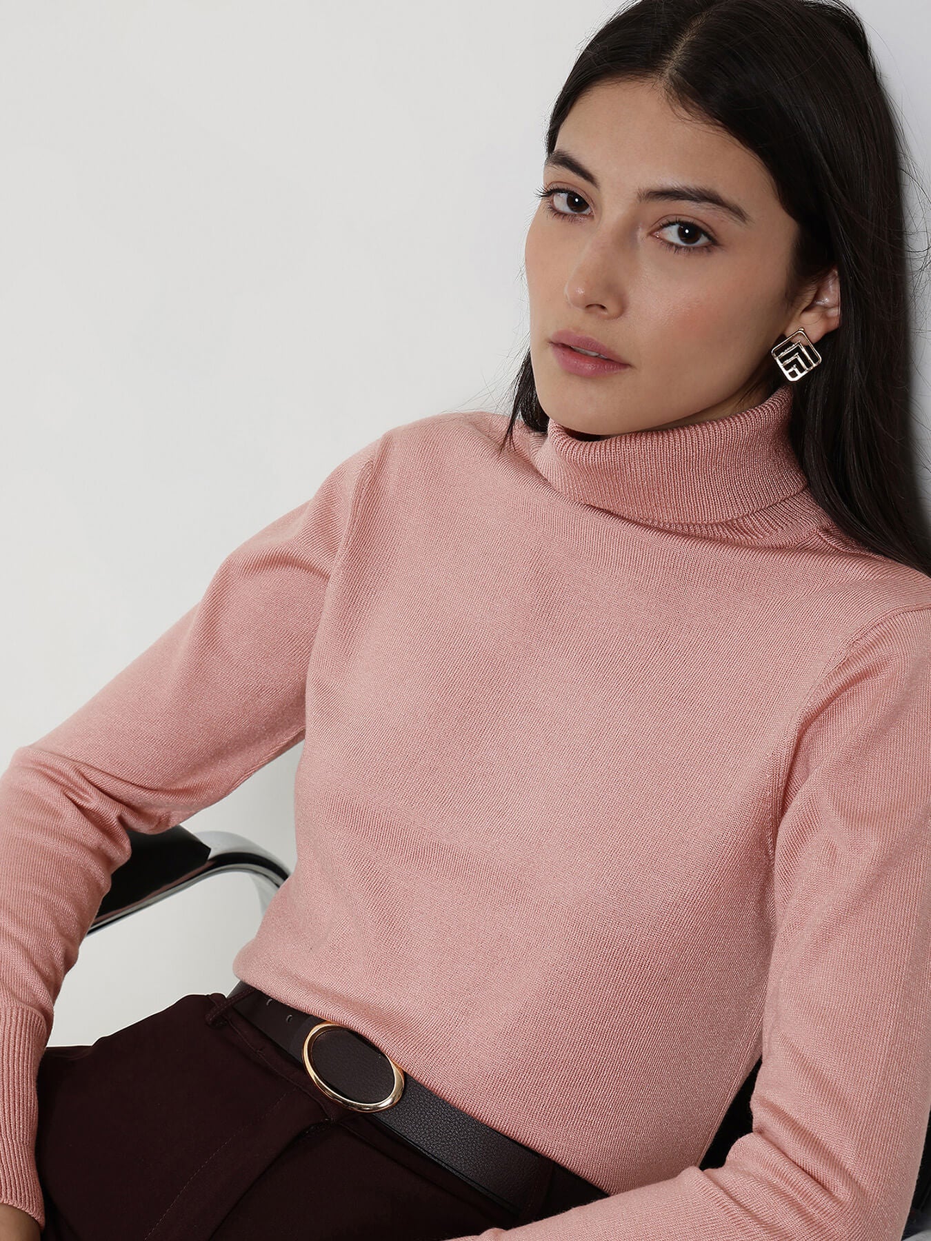 LivSoft Turtle Neck Sweater - Pink