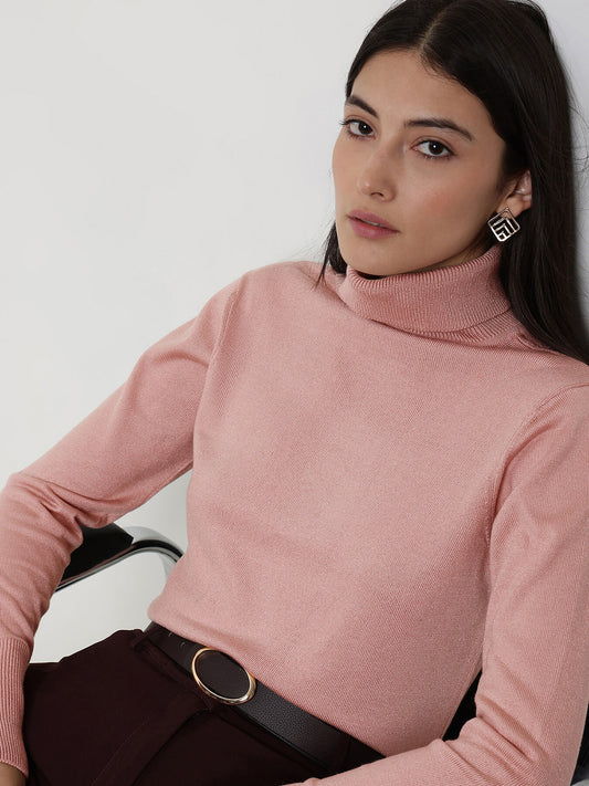 LivSoft Turtle Neck Sweater - Pink