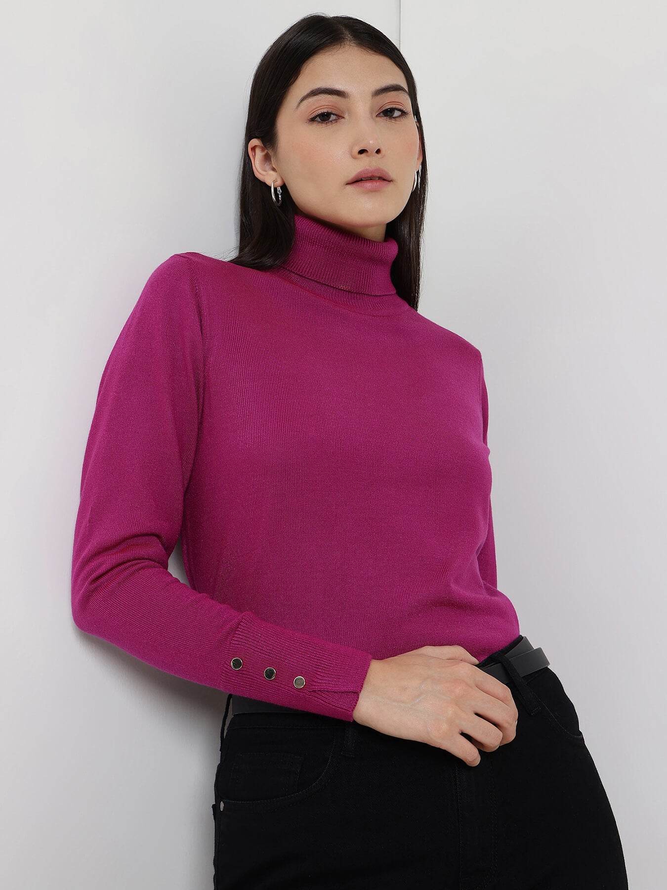 LivSoft Turtle Neck Sweater - Magenta