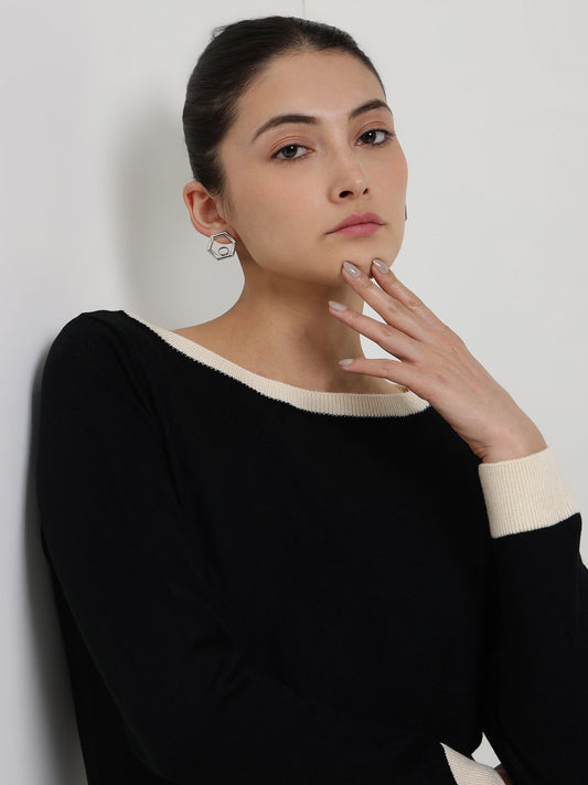 LivSoft Boat Neck Sweater - Black