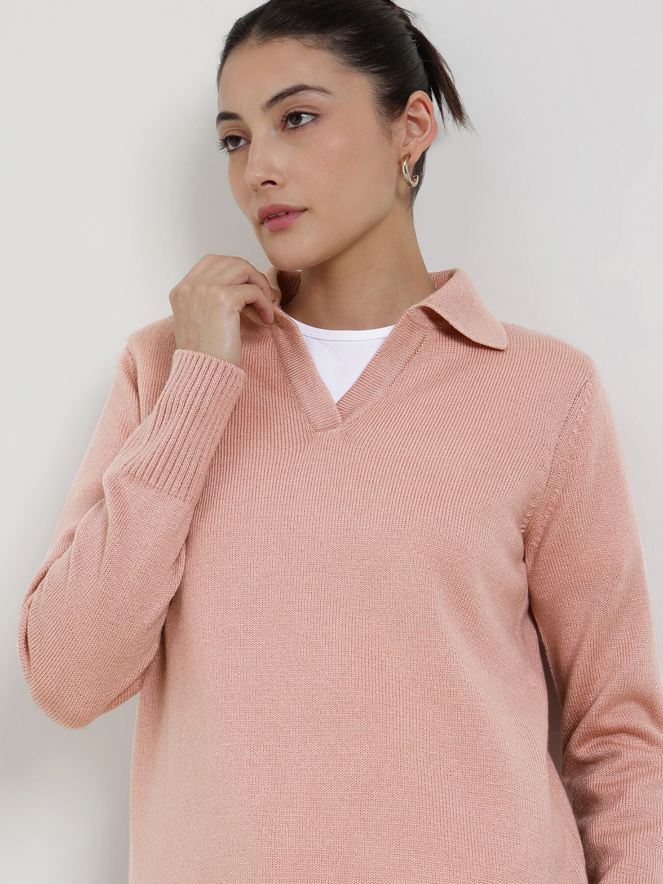 LivSoft Polo Neck Sweater - Pink