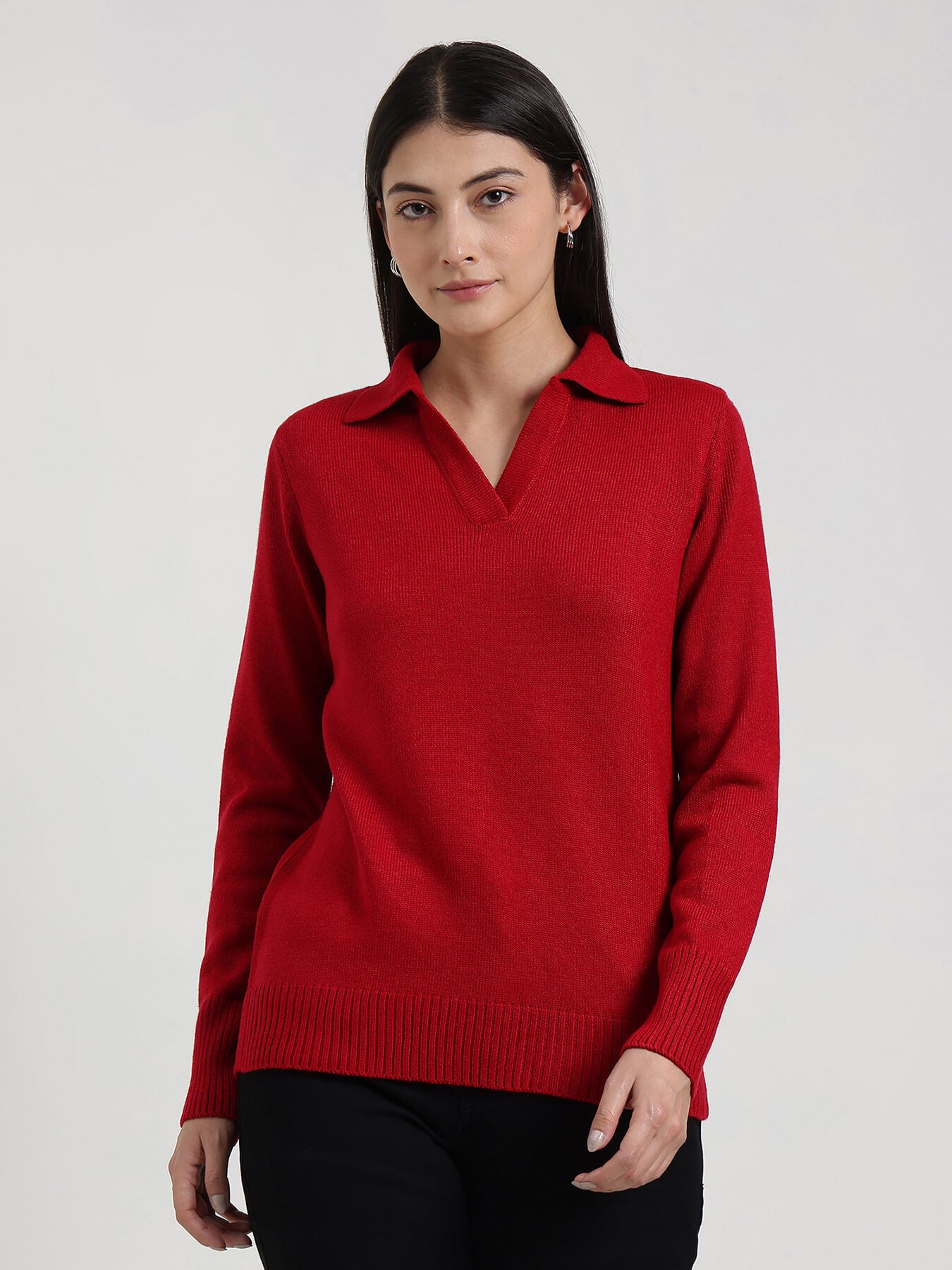 LivSoft Polo Neck Sweater - Red