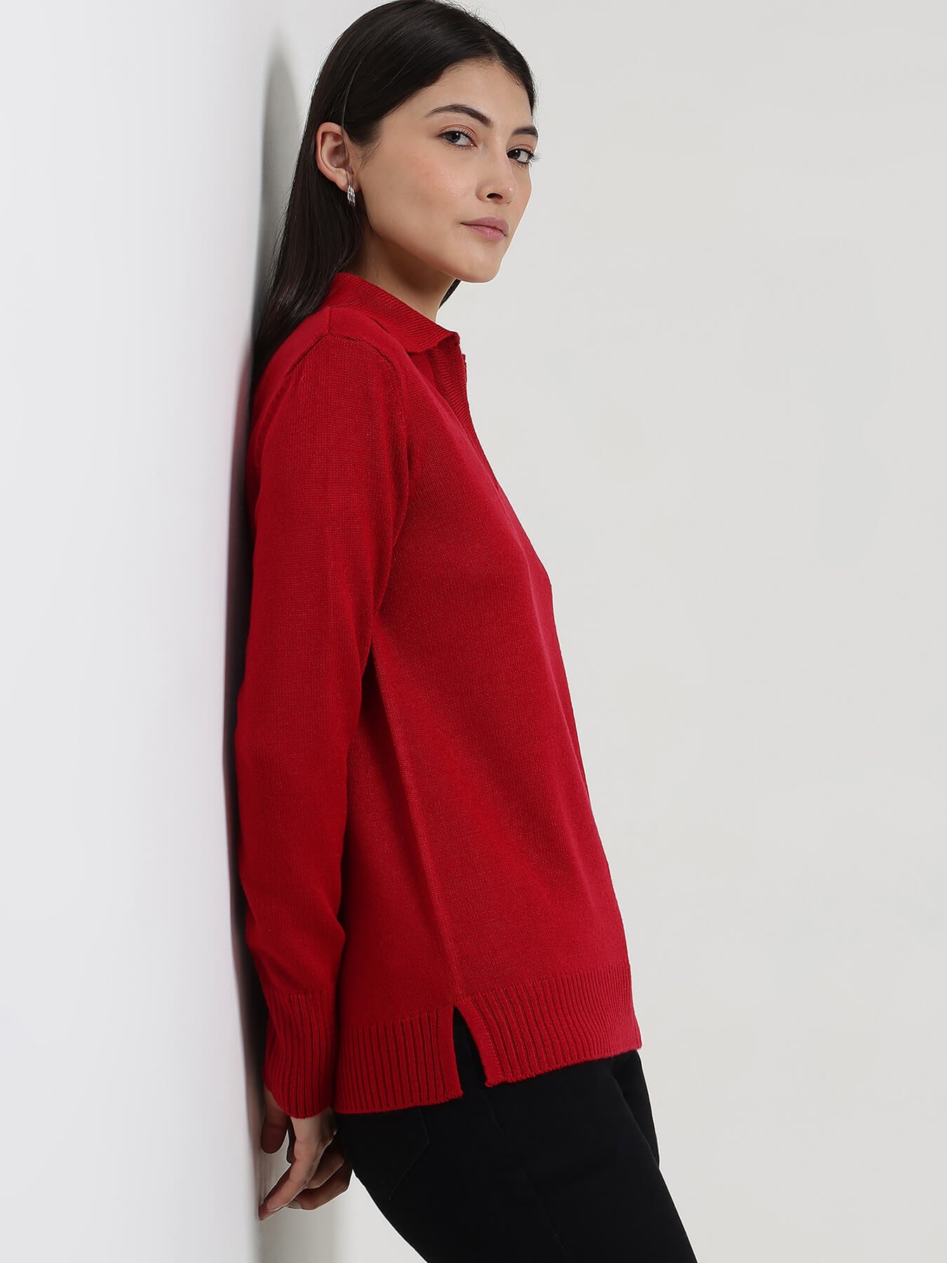 LivSoft Polo Neck Sweater - Red