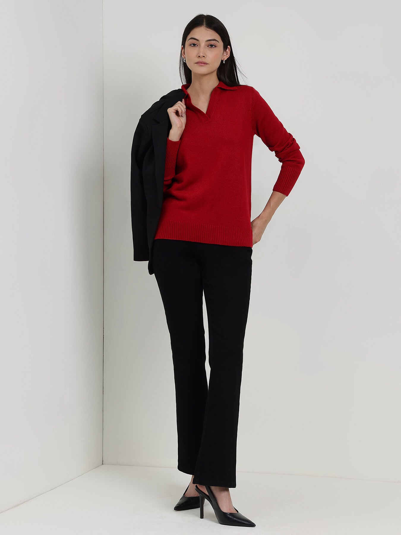 LivSoft Polo Neck Sweater - Red