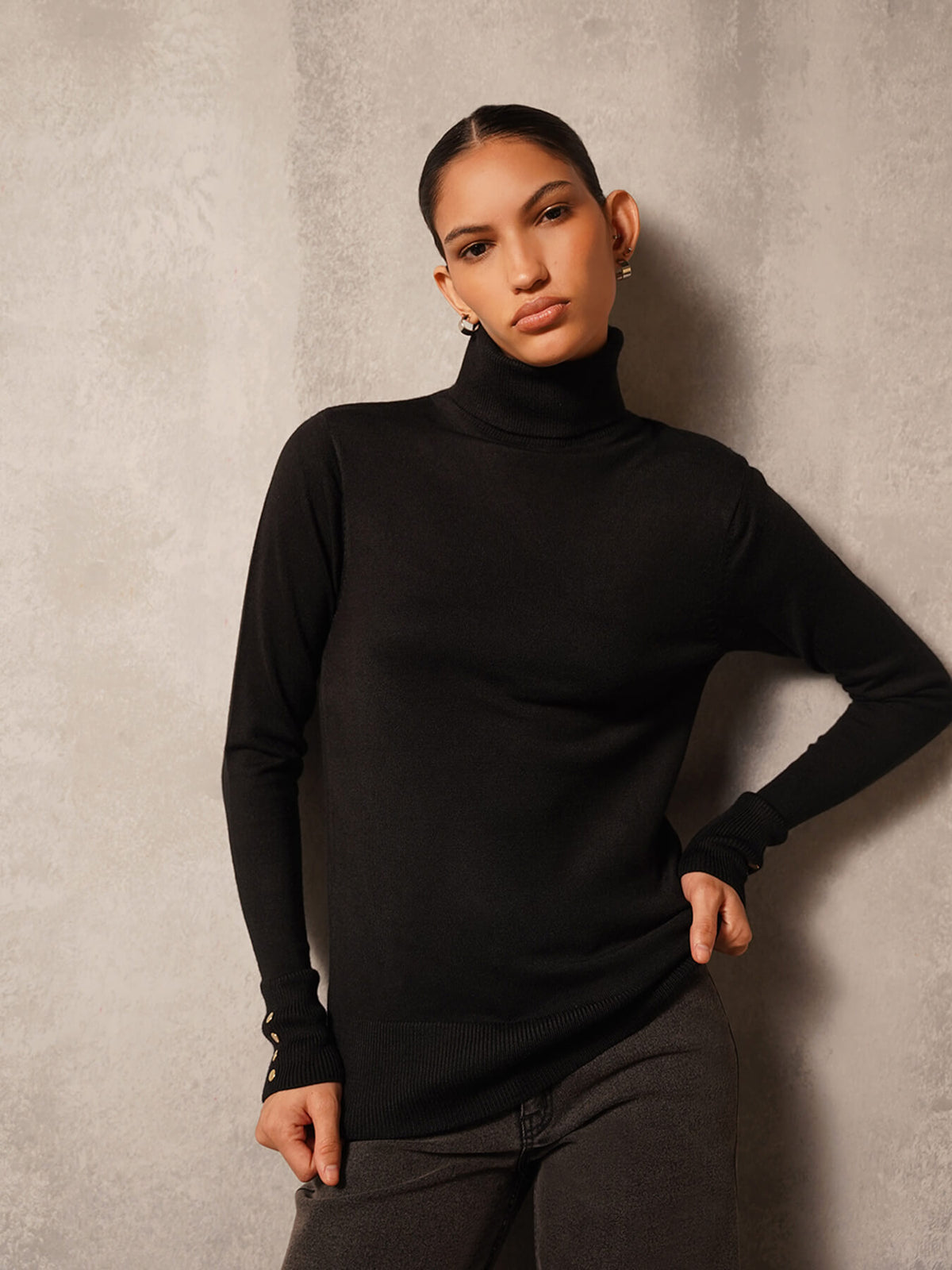 Livsoft Essential High Neck Sweater - Black