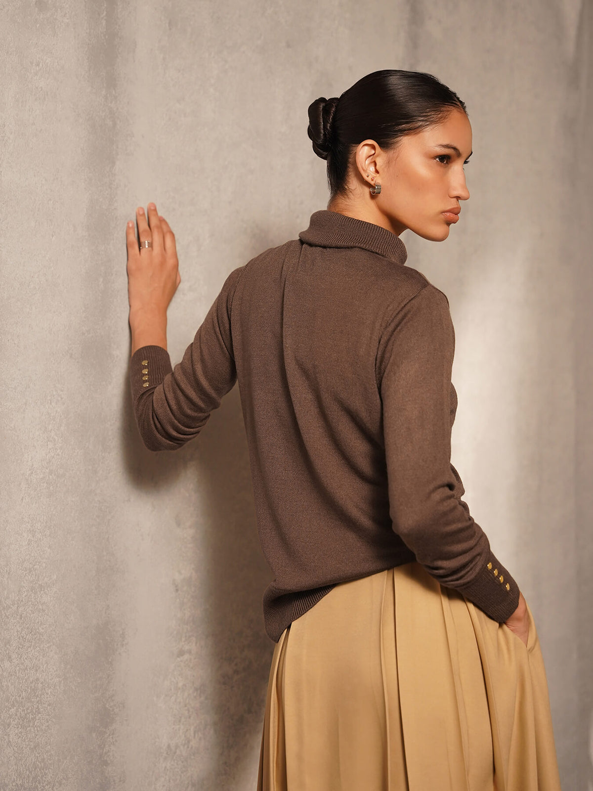 Livsoft Essential High Neck Sweater - Brown