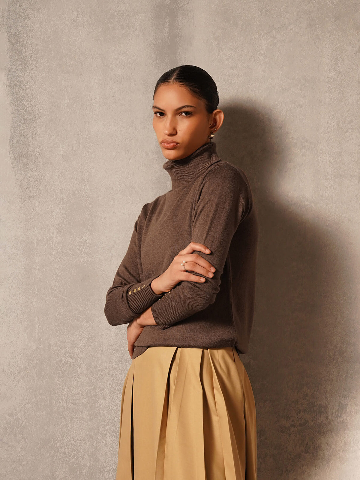 Livsoft Essential High Neck Sweater - Brown