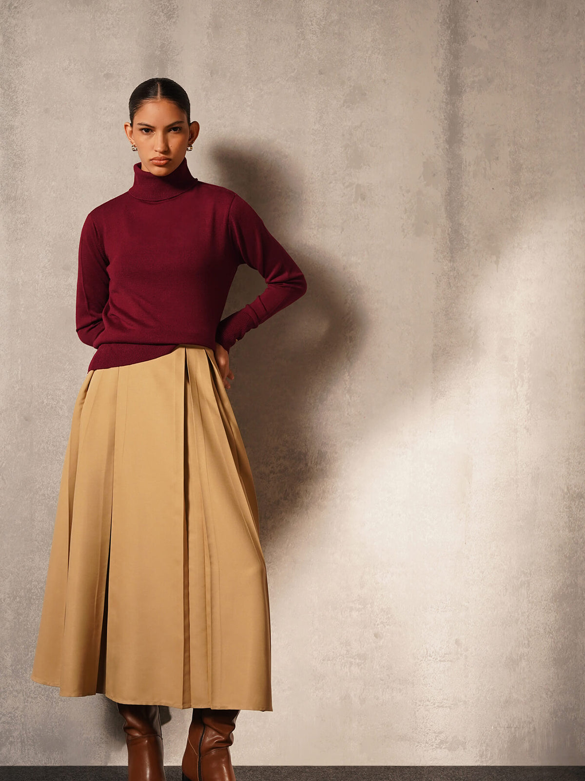 Livsoft Essential High Neck Sweater - Maroon