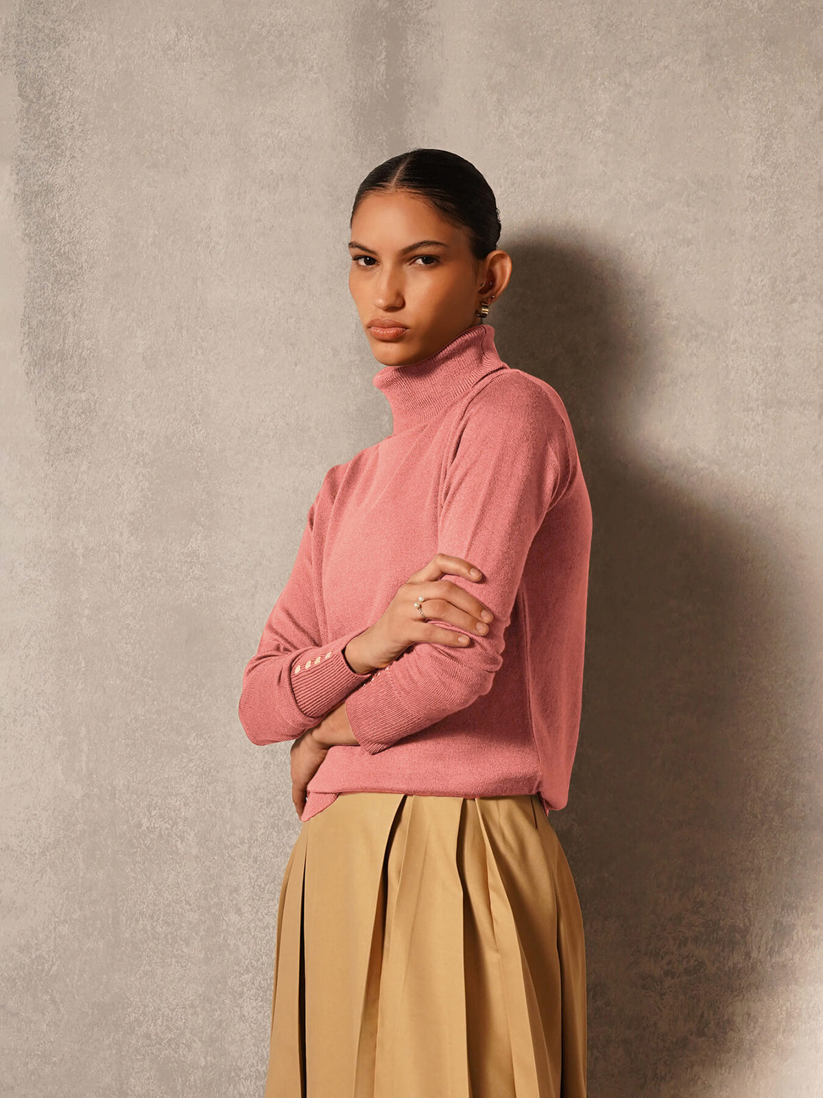 Livsoft Essential High Neck Sweater - Peach
