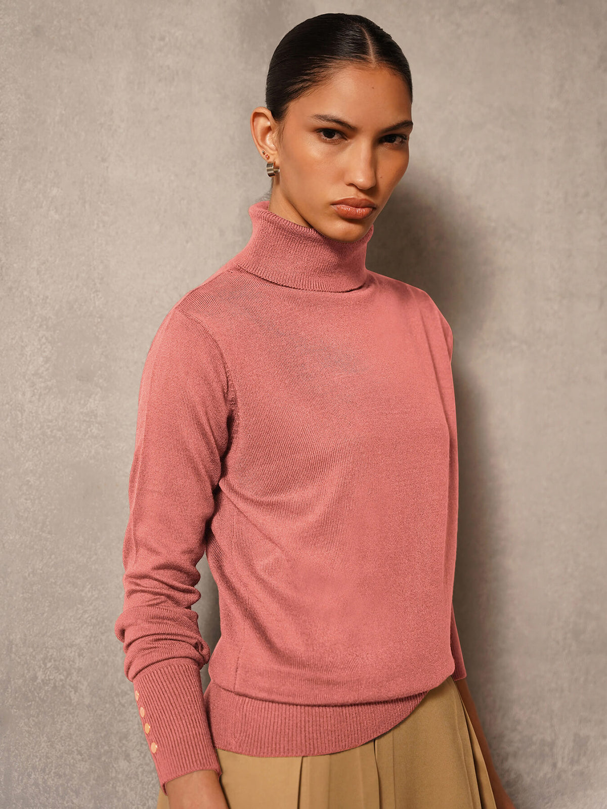 Livsoft Essential High Neck Sweater - Peach