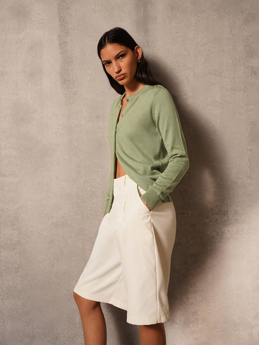 Livsoft Essential Round Neck Cardigan - Green