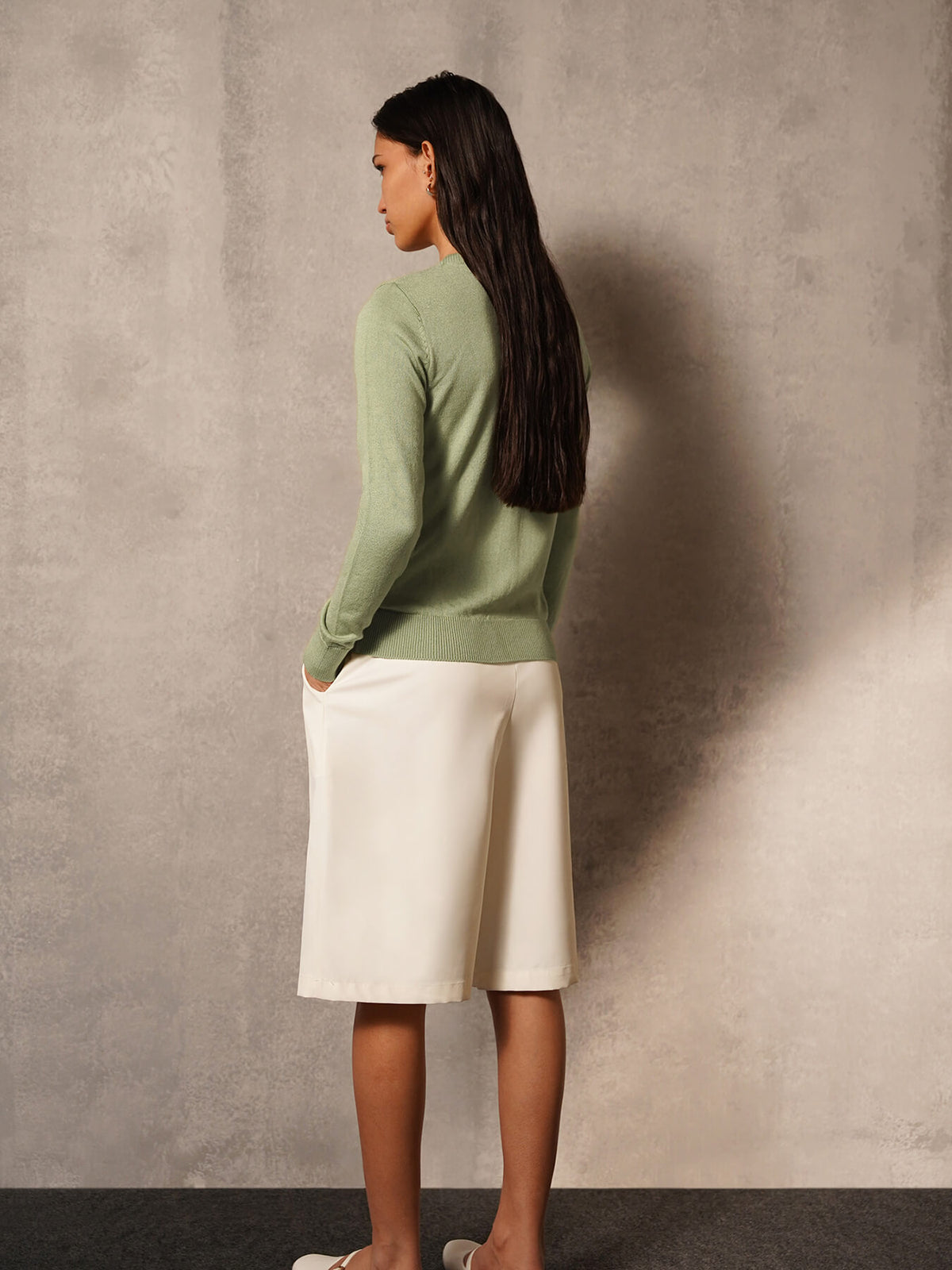 Livsoft Essential Round Neck Cardigan - Green