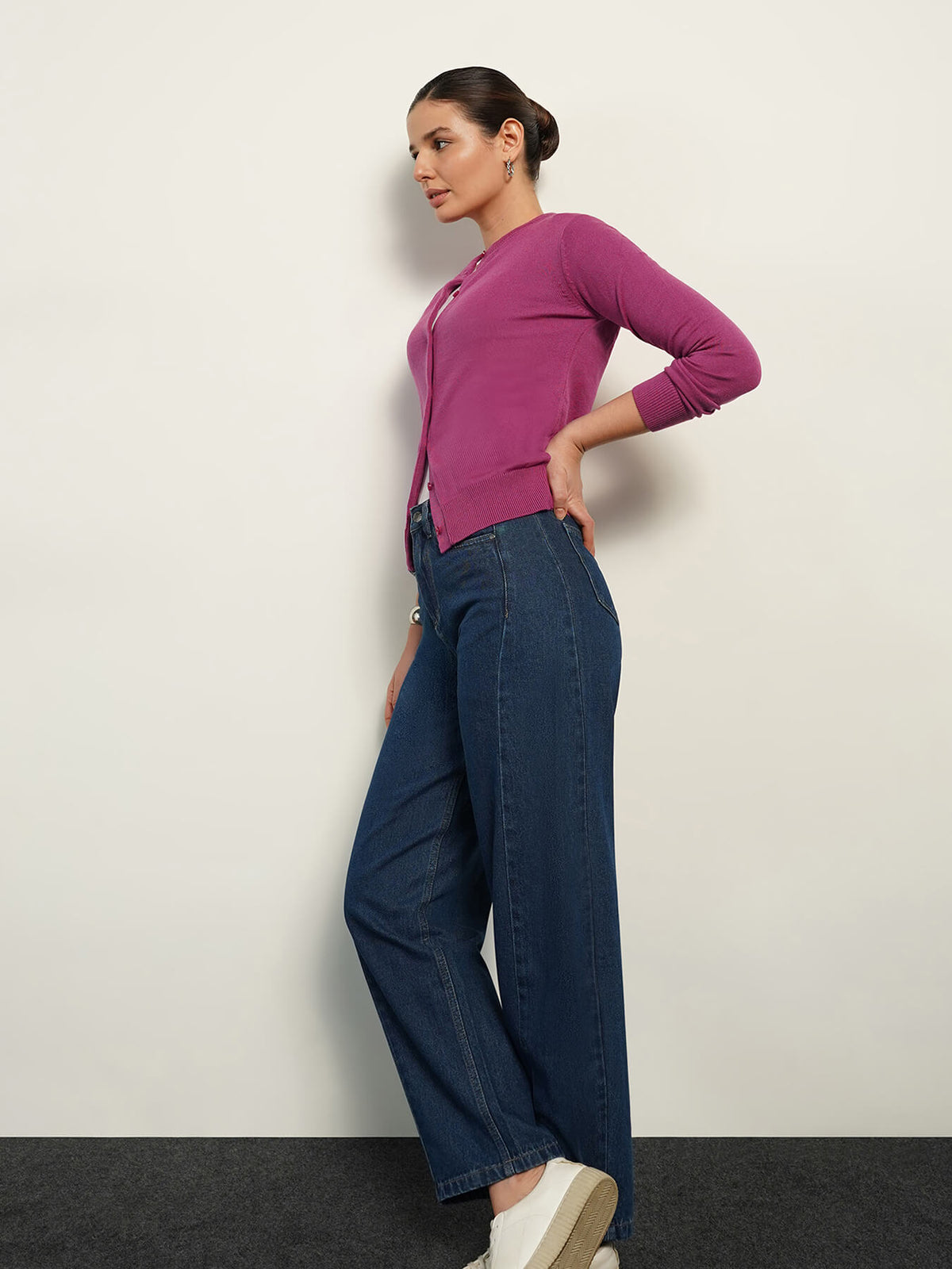 Livsoft Essential Round Neck Cardigan - Magenta