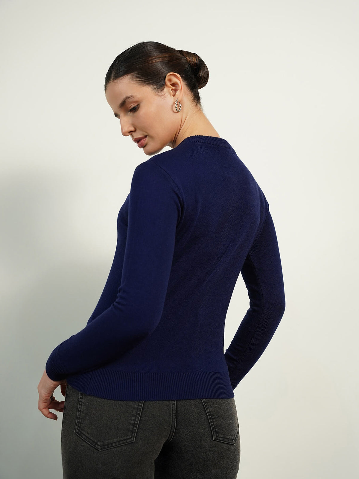 Livsoft Essential Round Neck Cardigan - Navy