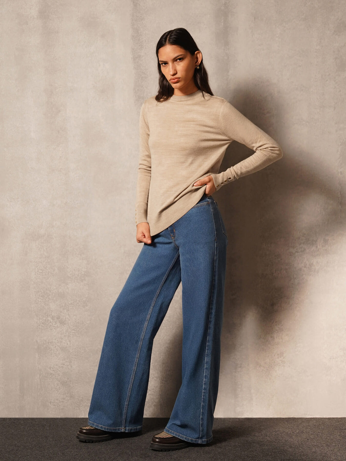 Livsoft Essential Crew Neck Sweater- Beige