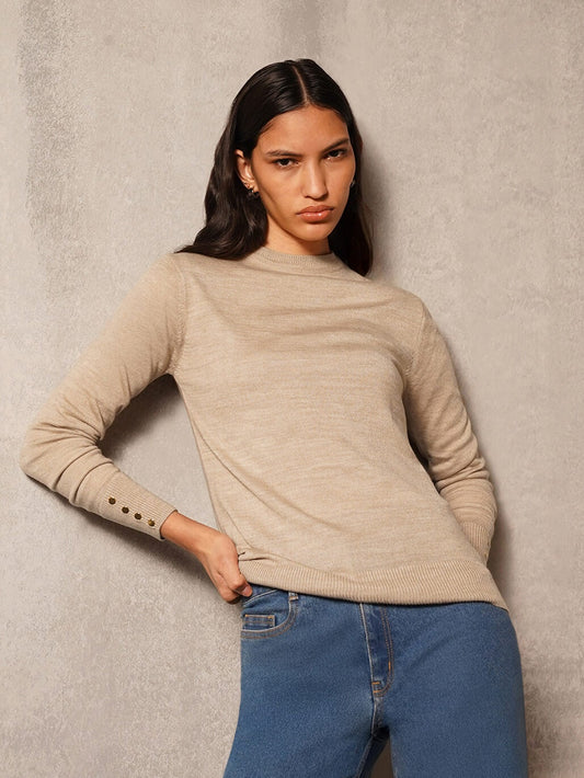 Livsoft Essential Crew Neck Sweater- Beige