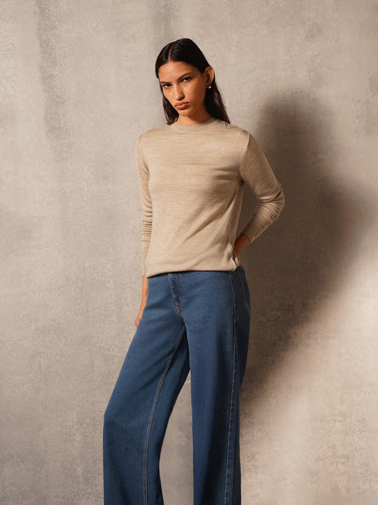 Livsoft Essential Crew Neck Sweater- Beige