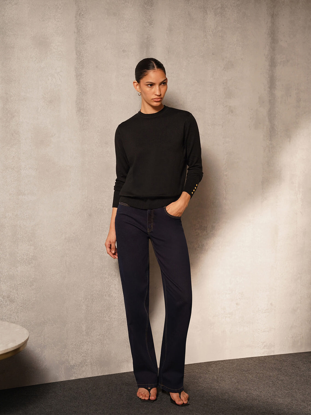 Livsoft Essential Crew Neck Sweater- Black