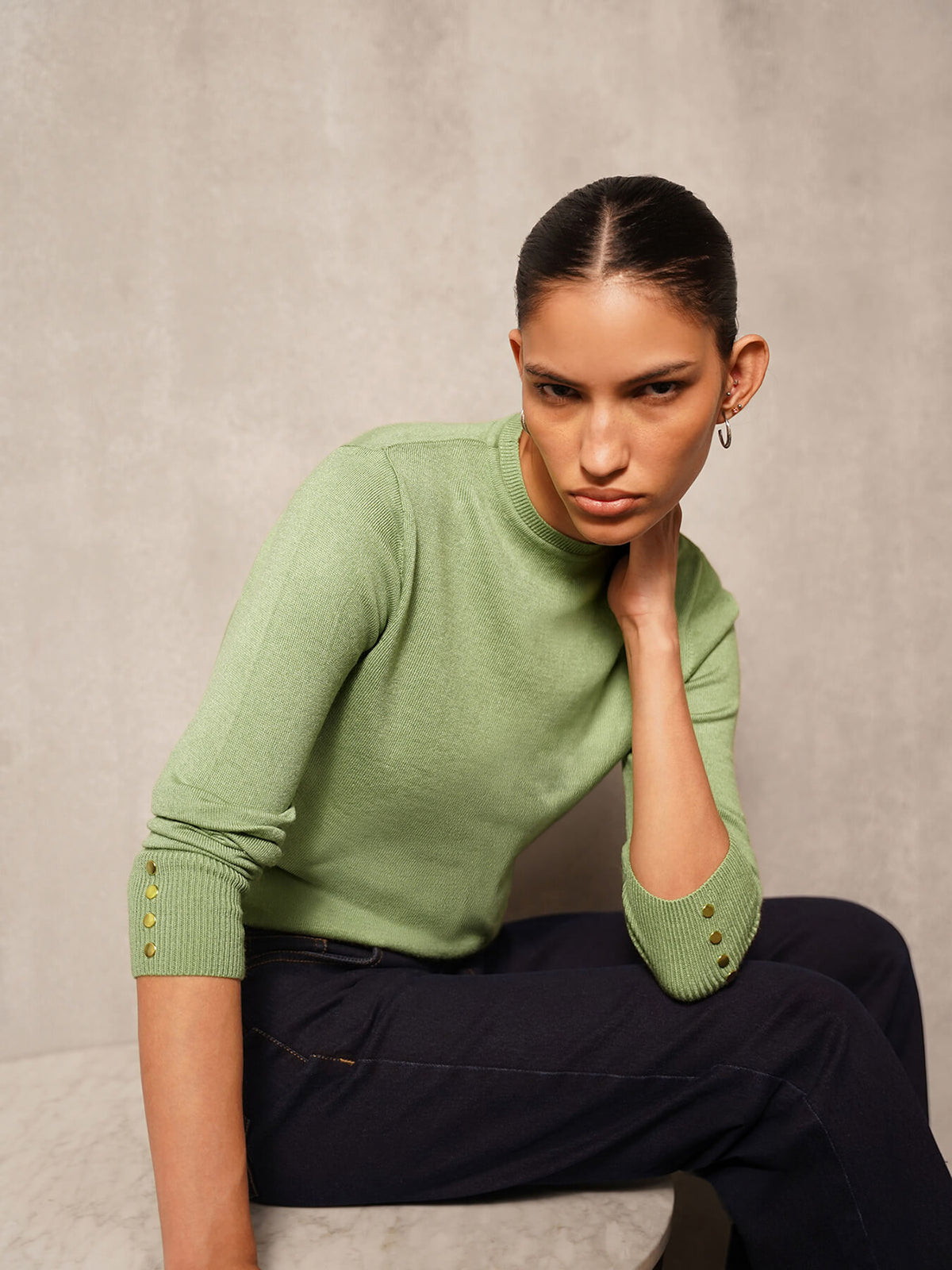 Livsoft Essential Crew Neck Sweater- Green