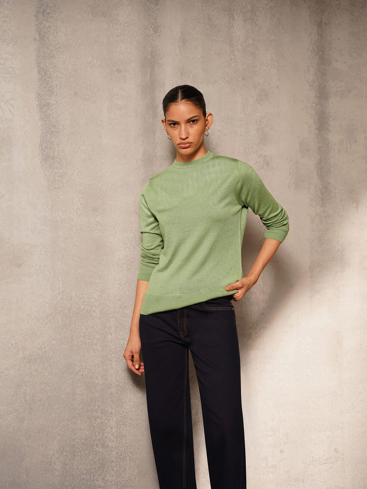 Livsoft Essential Crew Neck Sweater- Green