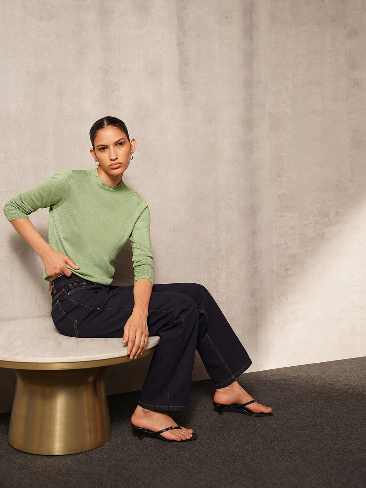 Livsoft Essential Crew Neck Sweater- Green
