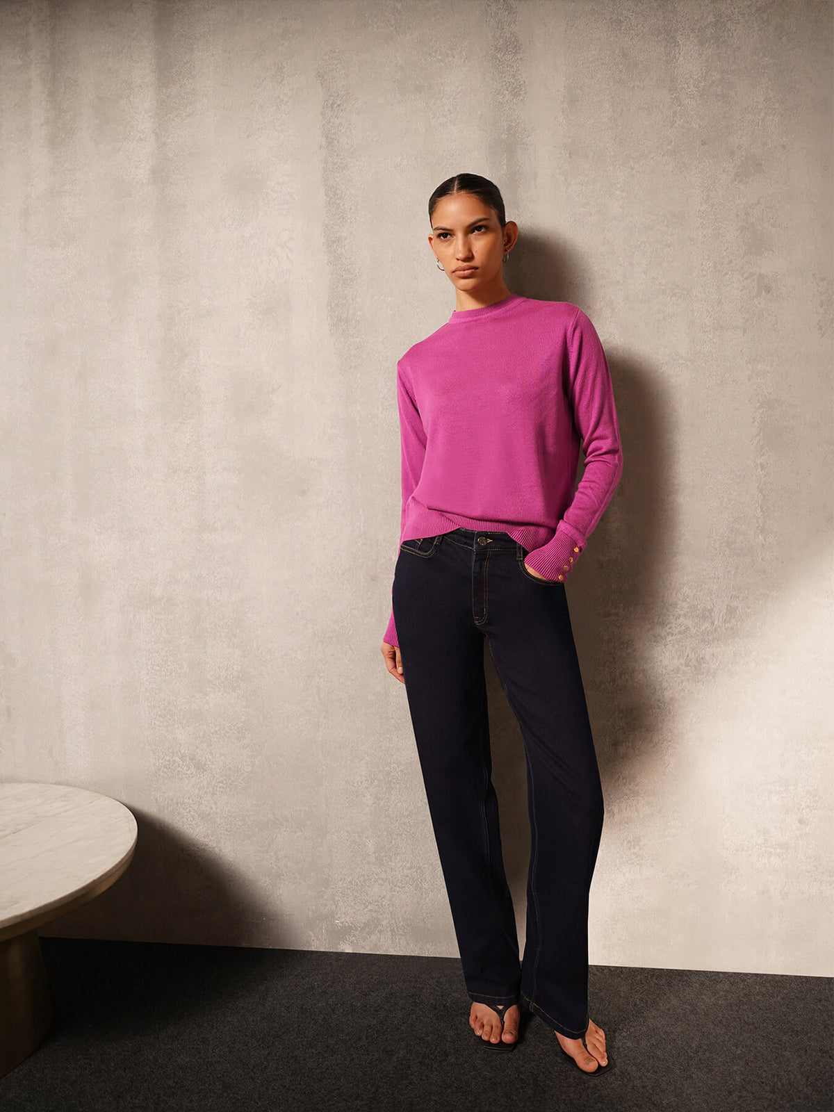Livsoft Essential Crew Neck Sweater- Magenta