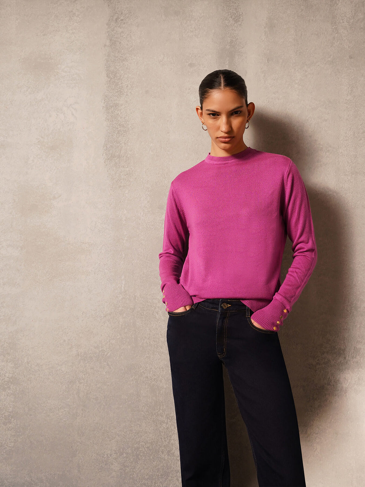 Livsoft Essential Crew Neck Sweater- Magenta