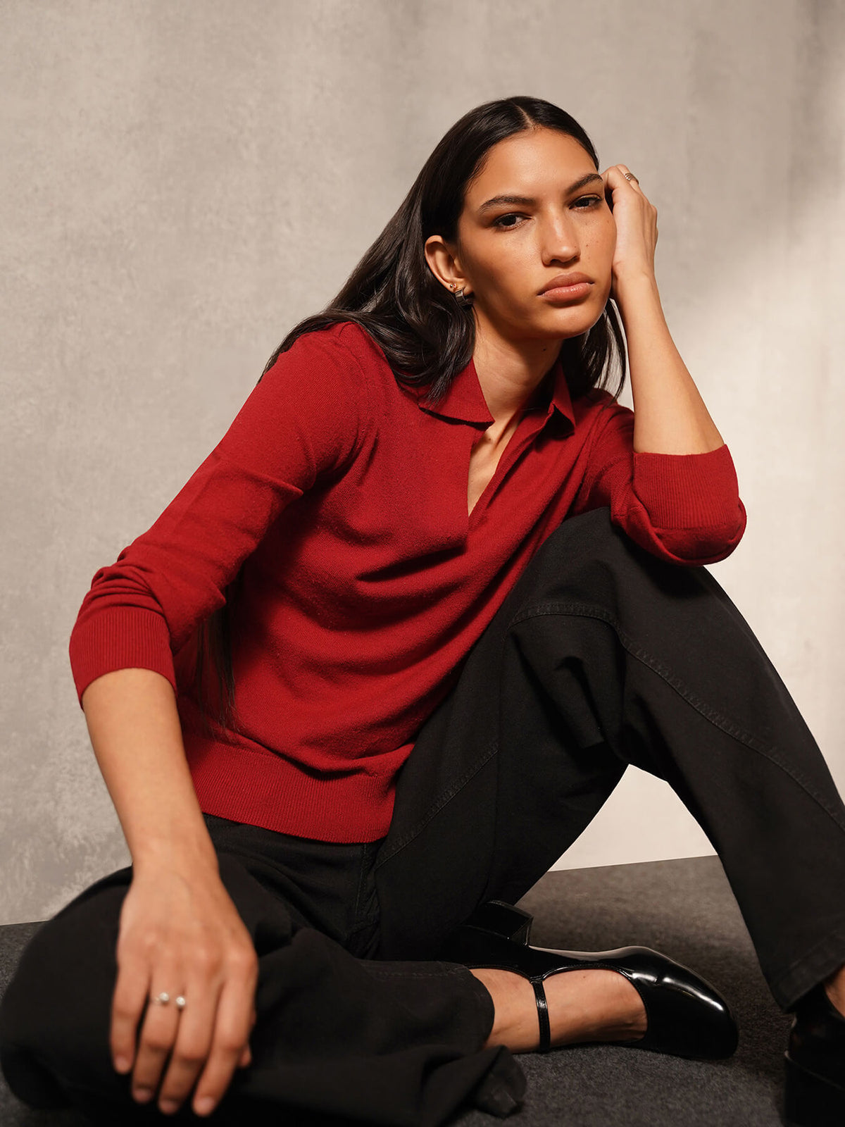 Ultra Livsoft Polo Sweater- Red