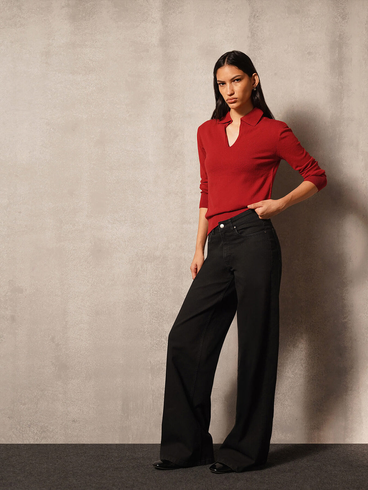 Ultra Livsoft Polo Sweater- Red
