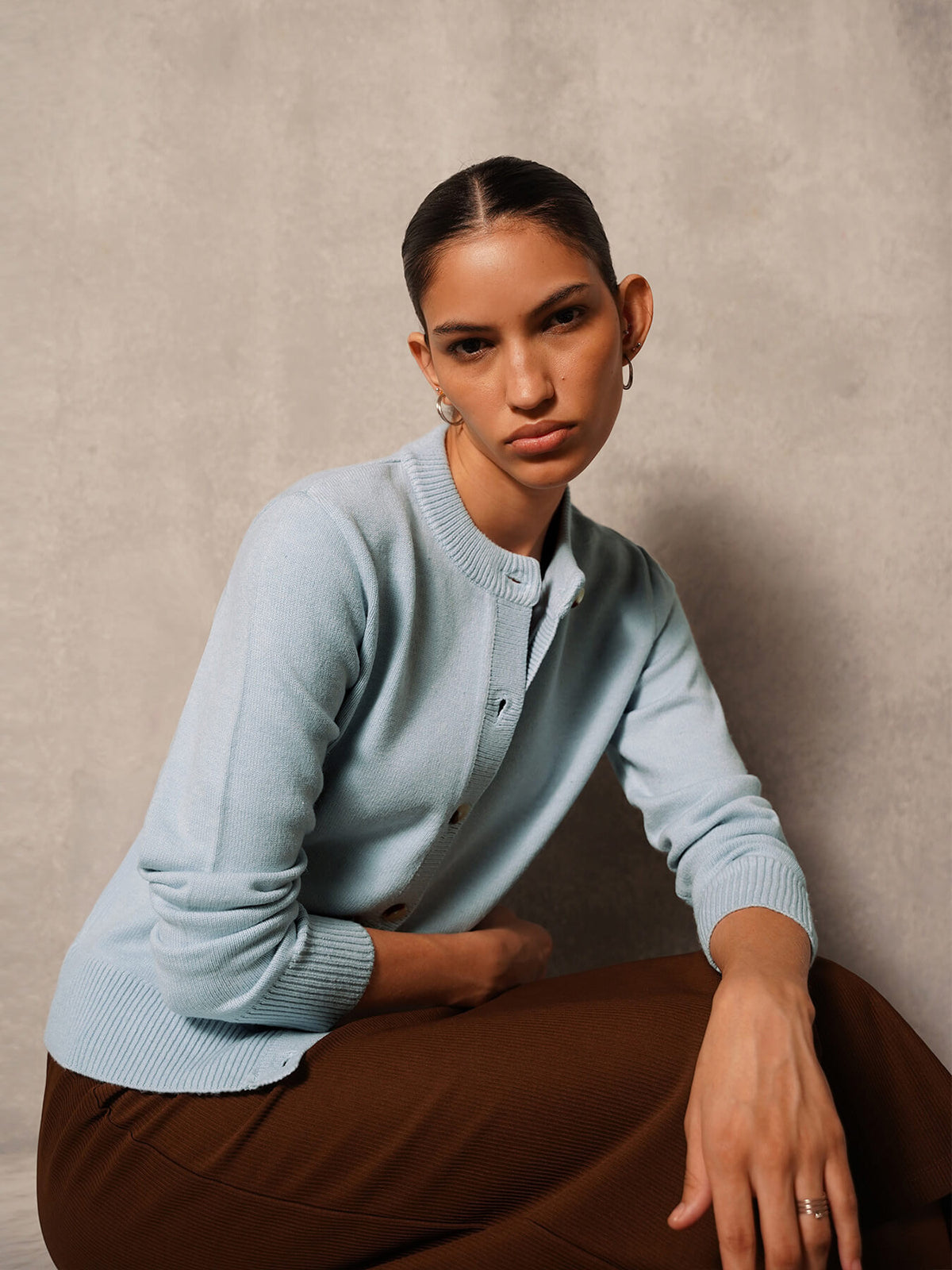 Ultra Livsoft Crew Neck Cardigan- Blue