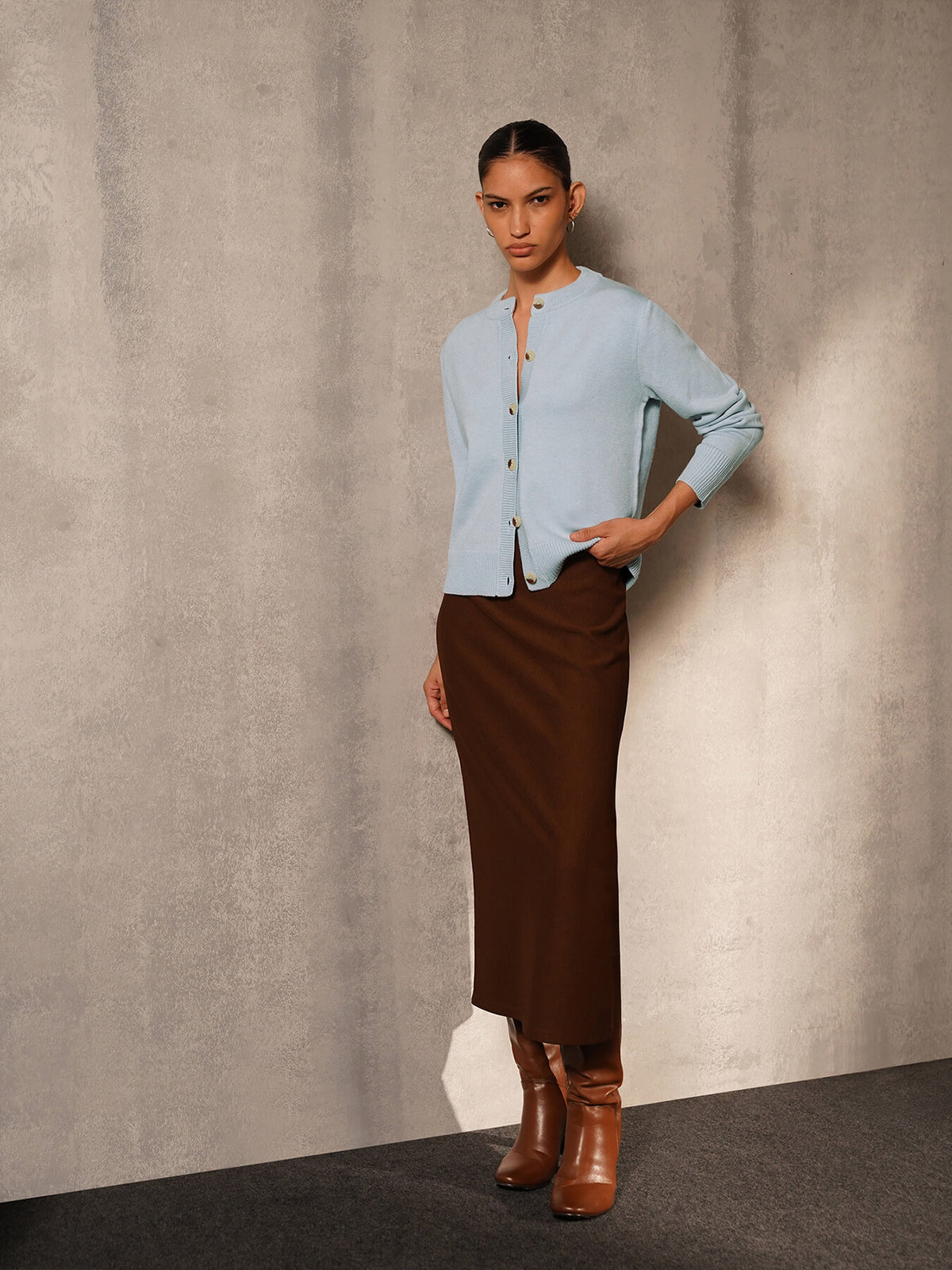Ultra Livsoft Crew Neck Cardigan- Blue