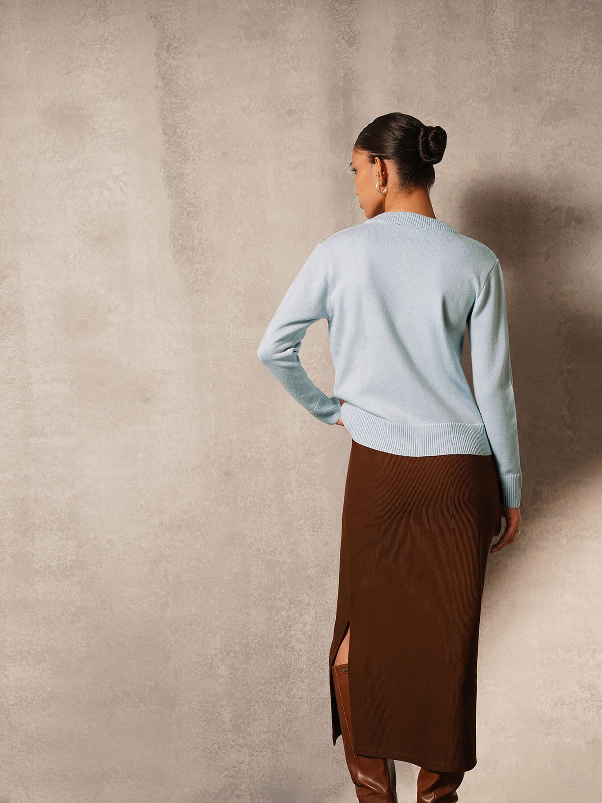 Ultra Livsoft Crew Neck Cardigan- Blue