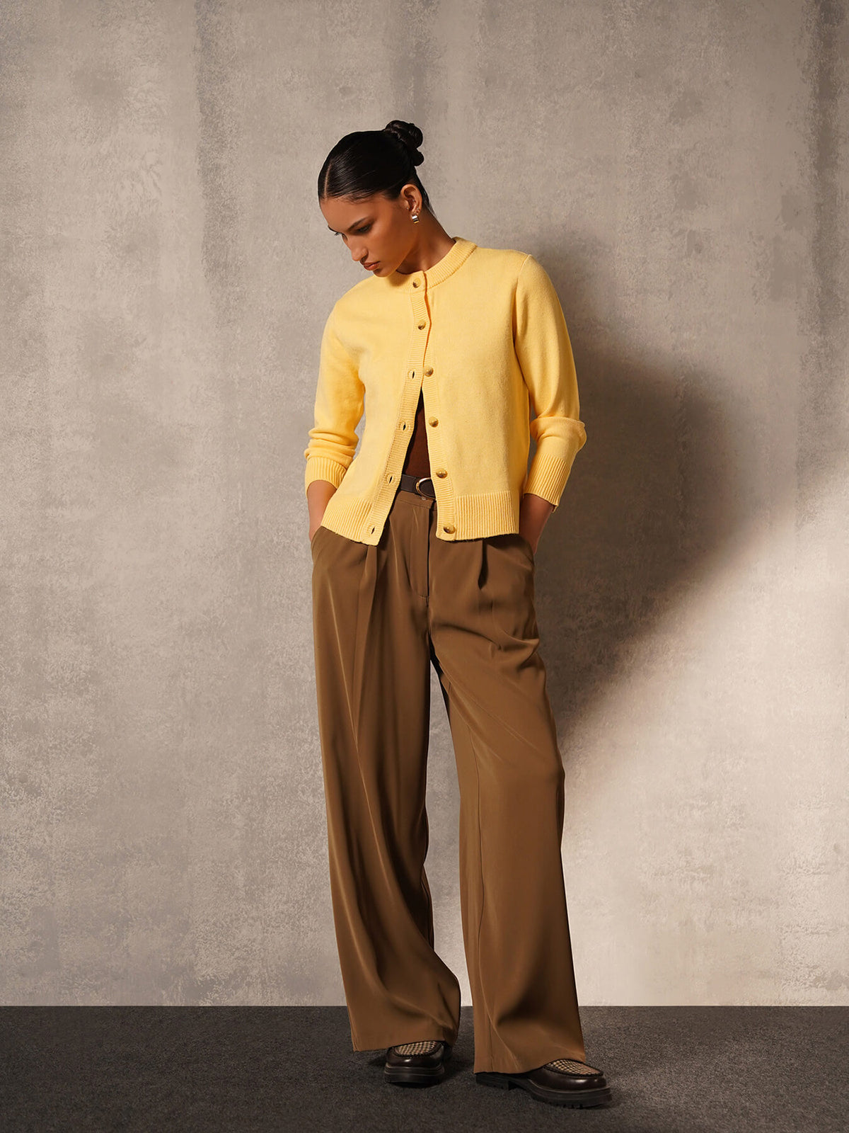 Ultra Livsoft Crew Neck Cardigan- Yellow