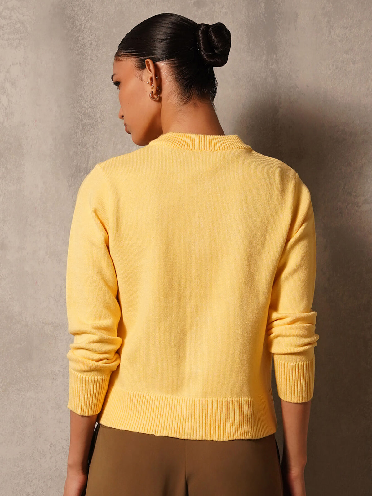 Ultra Livsoft Crew Neck Cardigan- Yellow