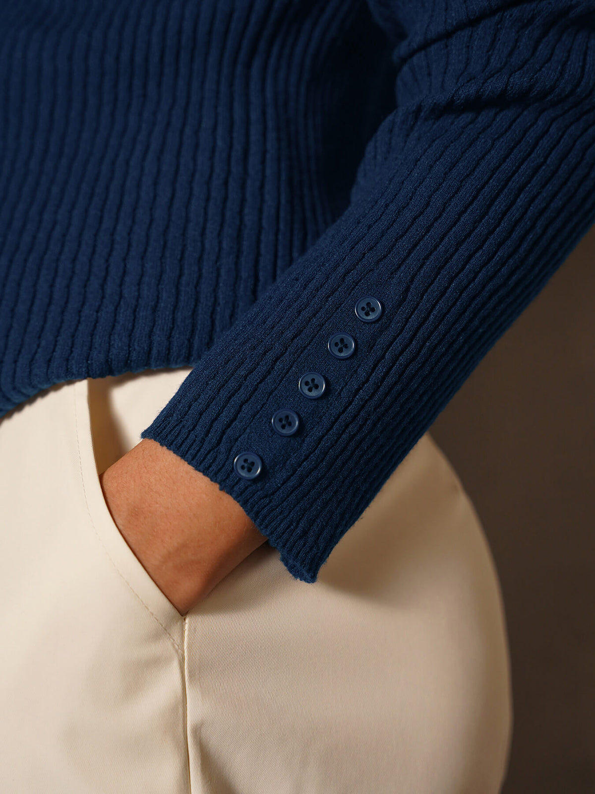 Ultra Livsoft Cable knit Crew Neck Sweater- Navy