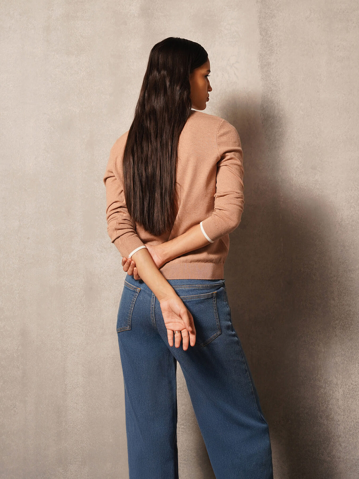 Livsoft Essential V Neck Sweater- Beige