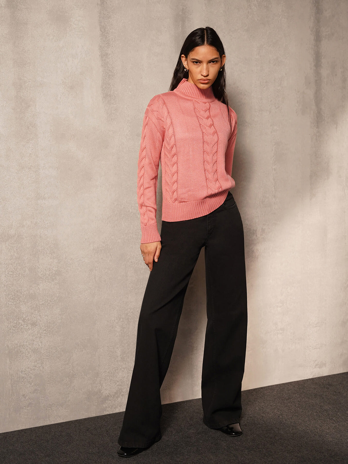 Ultra Livsoft Cable Knit Sweater- Peach
