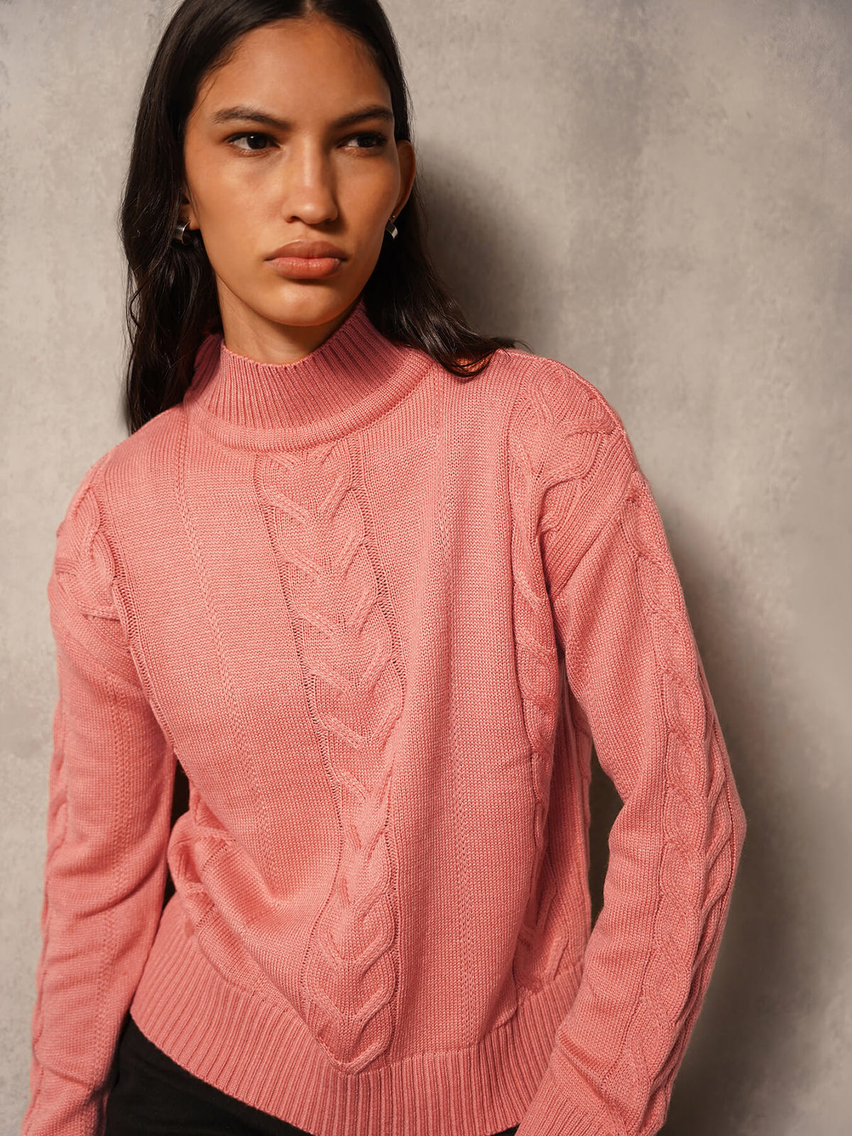 Ultra Livsoft Cable Knit Sweater- Peach