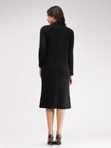 LivSoft Band Neck Sweater Dress - Black