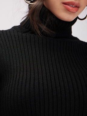LivSoft Turtle Neck Sweater Dress - Black