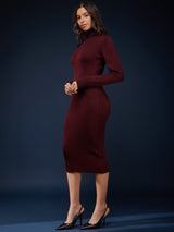 LivSoft Turtle Neck Sweater Dress - Maroon