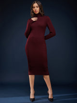 LivSoft Turtle Neck Sweater Dress - Maroon