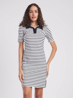 Cotton Striped Dress - White And Black