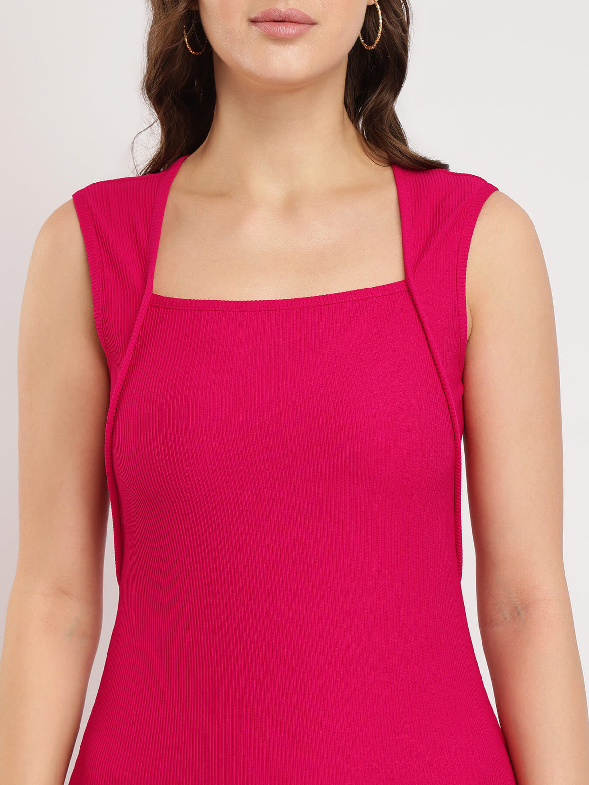 Bodycon Knitted Dress - Fuchsia